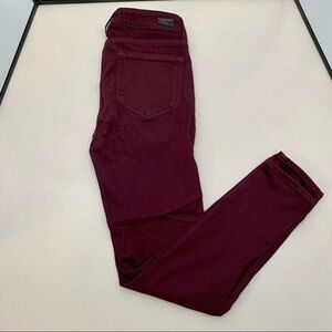 Paige Jeans Adult Size 27 Burgundy Verdugo Ankle Denim Skinny Stretch Women